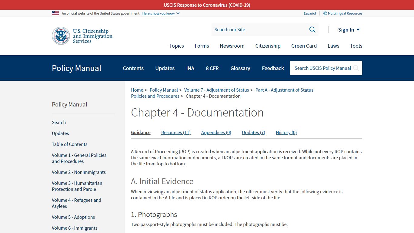 Chapter 4 - Documentation | USCIS